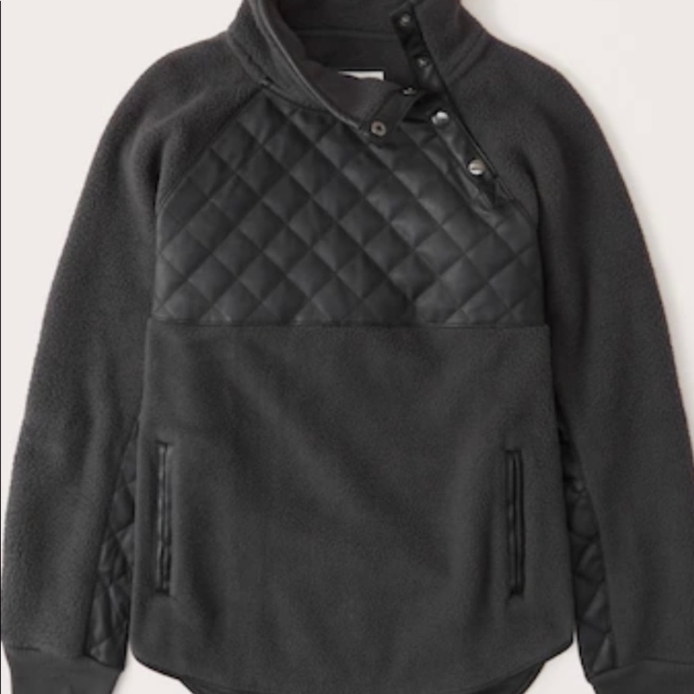 Abercrombie & Fitch vegan leather fleece with asymmetrical snaps